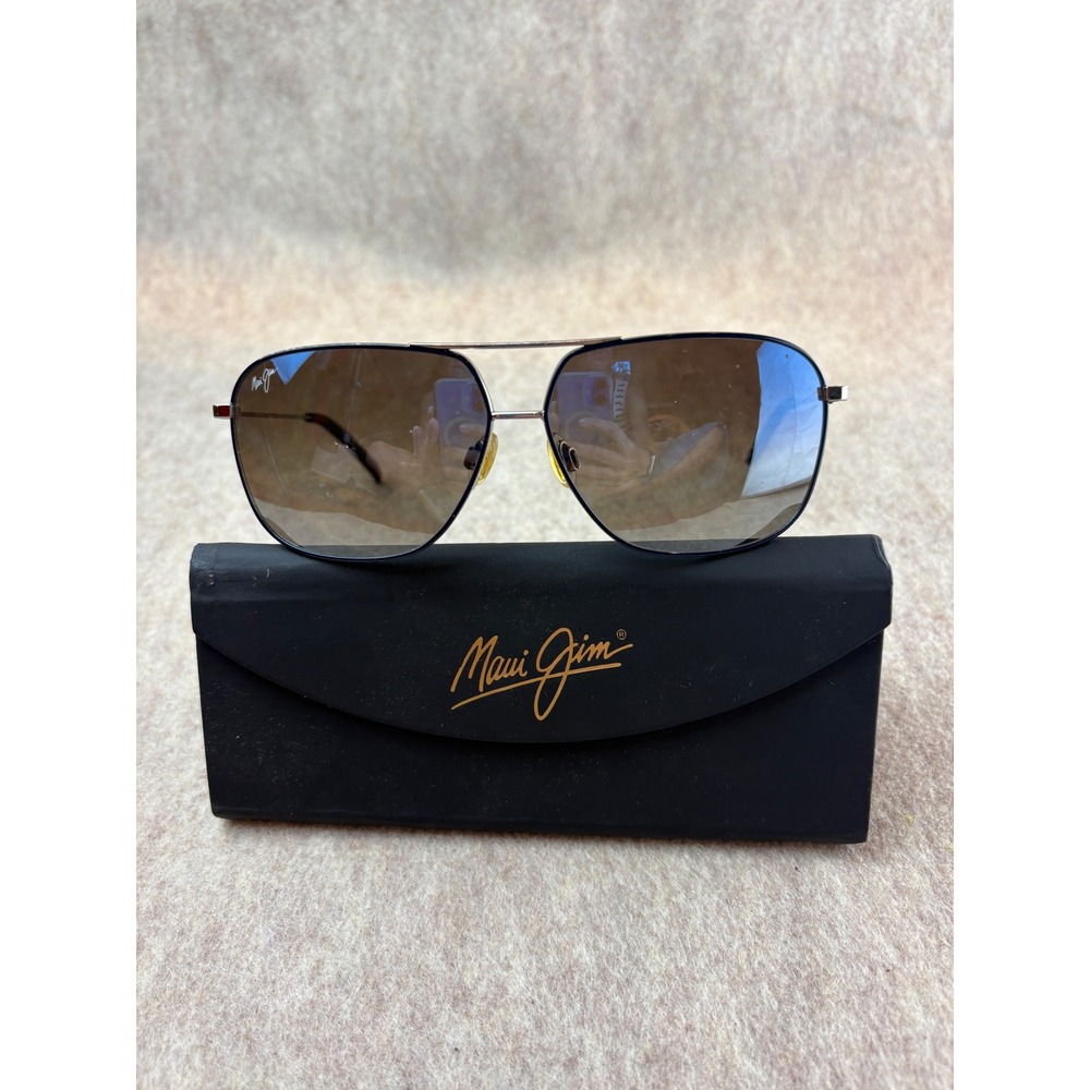 Maui Jim Kami Sunglasses Silver Grey Dual Mirror Polarized Aviator MJ 778-06A